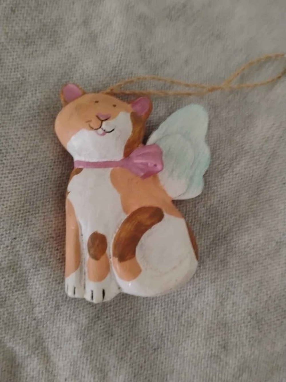 Vintage Calico Cat Angel Ornament Hand Painted Depaola Art